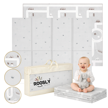 Roosly Speelmat & Speelkleed Baby 180Γ200 cm β Dubbelzijdig & Opvouwbaar β KING Gray