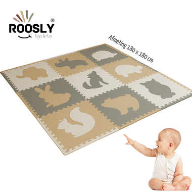 Roosly Speelmat & Speelkleed Baby 180ร180 cm โ Zacht, Veilig & Opvouwbaar โ Pastel Beige & Groen