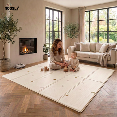 Roosly Speelmat & Speelkleed Baby 180Γ200 cm β Dubbelzijdig & Opvouwbaar β KING Beige
