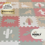 Roosly Speelmat & Speelkleed Baby 145×145 cm – Zacht, Veilig & Opvouwbaar – Dino Pastel
