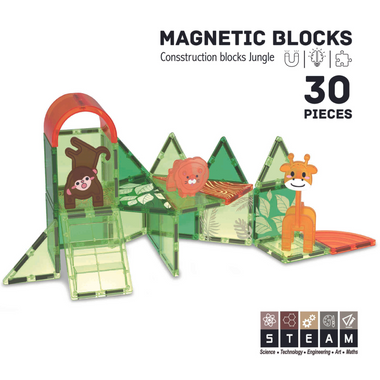 Roosly Magnetisch Speelgoed 30-delig – Magnetic Tiles Jungle – Montessori Bouwstenen