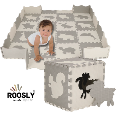 Roosly Speelmat & Speelkleed Baby 145×145 cm – Zacht, Veilig & Opvouwbaar – Grijs