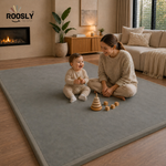 Roosly Fluwelen Speelmat & Speelkleed Baby 150×200 cm – Extra Dik Traagschuim, Antislip – Stone Grey