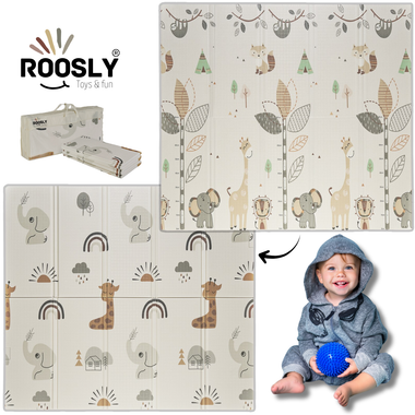 Roosly Speelmat & Speelkleed Baby 180×200 cm – Dubbelzijdig & Opvouwbaar – Safari & Jungle