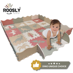 Roosly Speelmat & Speelkleed Baby 145×145 cm – Zacht, Veilig & Opvouwbaar – Dino Pastel