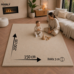 Roosly Fluwelen Speelmat & Speelkleed Baby 150×200 cm – Extra Dik Traagschuim, Antislip – Sand Beige