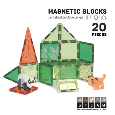 Roosly Magnetisch Speelgoed 20-delig – Magnetic Tiles Jungle – Montessori Bouwstenen