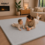 Roosly Fluwelen Speelmat & Speelkleed Baby 150×200 cm – Extra Dik Traagschuim, Antislip – Mist Grey