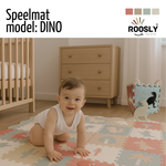 Roosly Speelmat & Speelkleed Baby 145×145 cm – Zacht, Veilig & Opvouwbaar – Dino Pastel