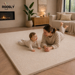 Roosly Fluwelen Speelmat & Speelkleed Baby 150×200 cm – Extra Dik Traagschuim, Antislip – Sand Beige