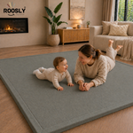 Roosly Fluwelen Speelmat & Speelkleed Baby 150×200 cm – Extra Dik Traagschuim, Antislip – Stone Grey