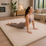 Roosly Fluwelen Speelmat & Speelkleed Baby 150×200 cm – Extra Dik Traagschuim, Antislip – Sand Beige